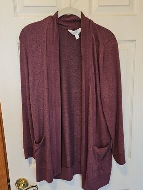 Market & Spruce Mauve Open-Front Women's Cardigan Sweater Size Medium